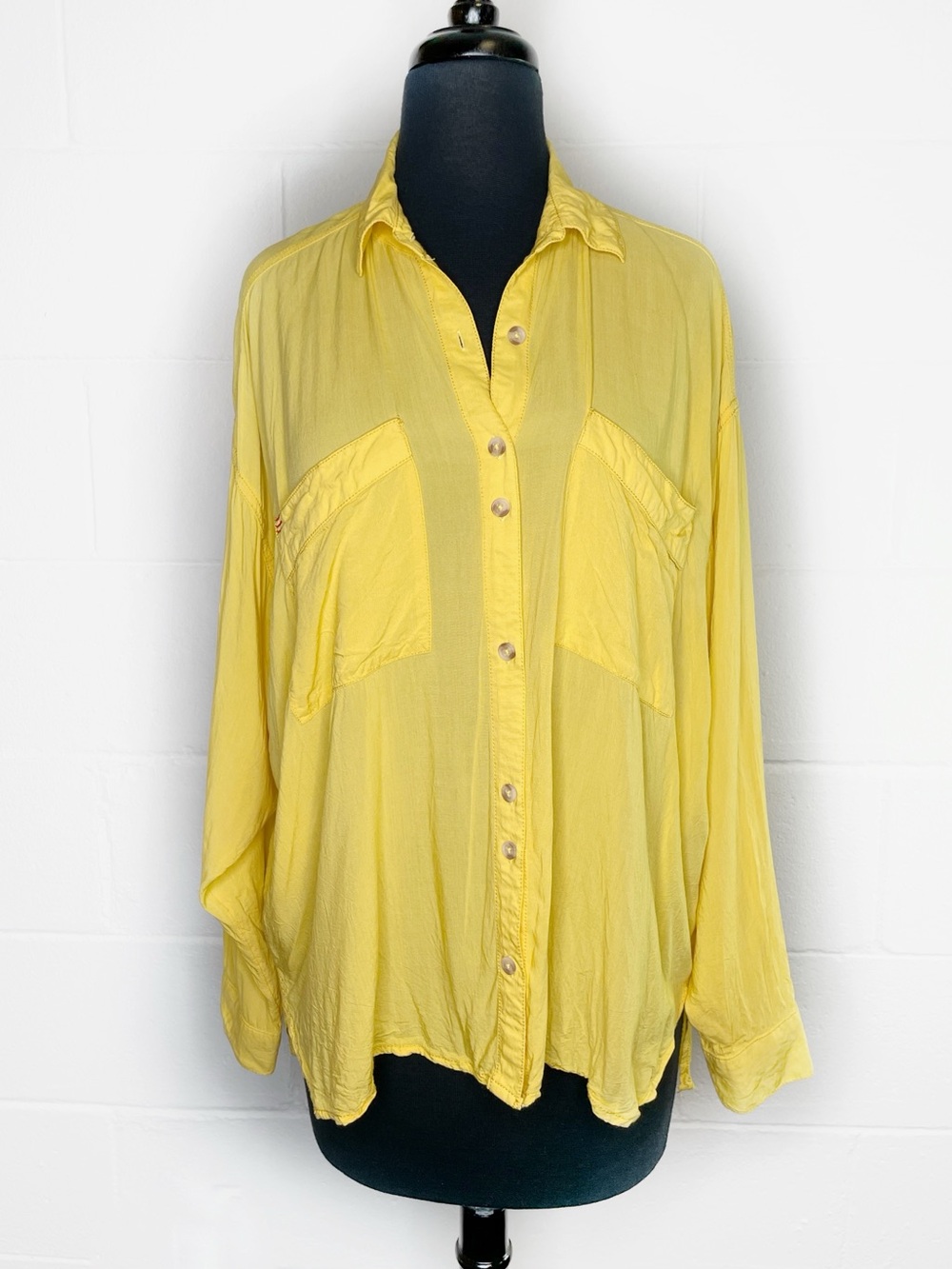 Urban Outfitters Kenny Yellow Oversized Long Sleeve Shirt